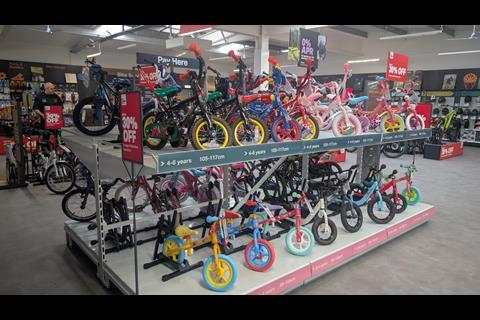 Children's bikes in Halfords' Reading shop
